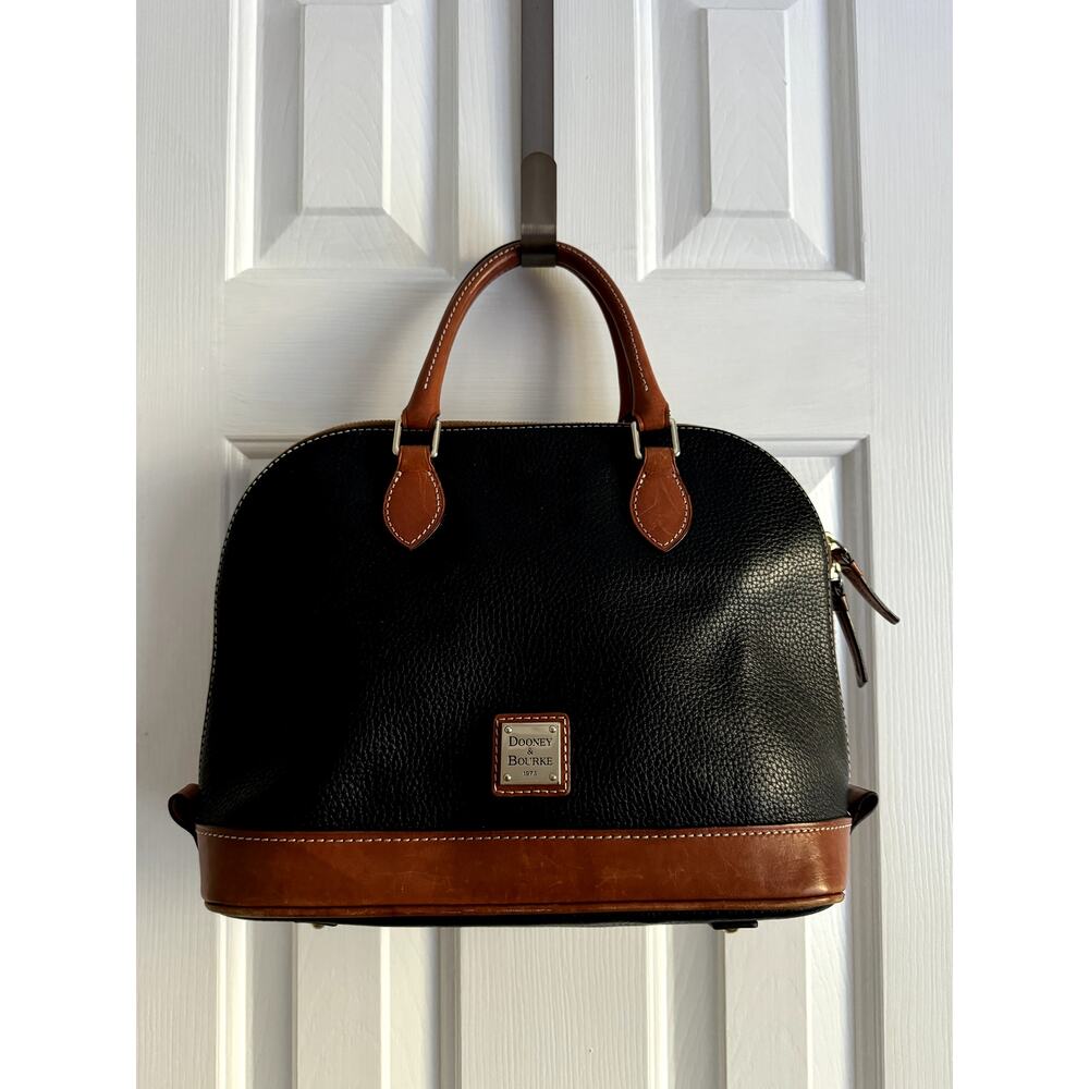 Dooney & Bourke Black Pebble Collection Zip Dome Satchel Bag